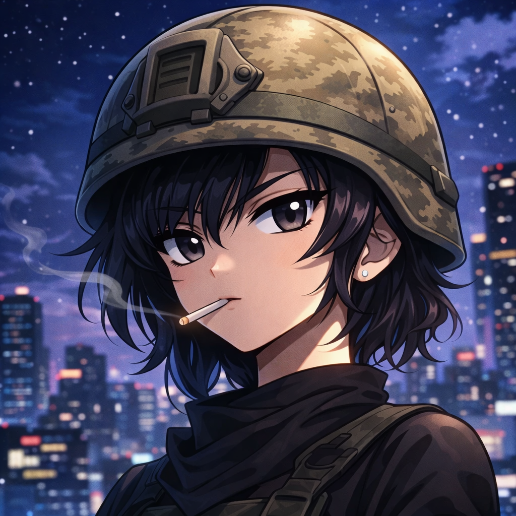 Anime hero portrait with helmet